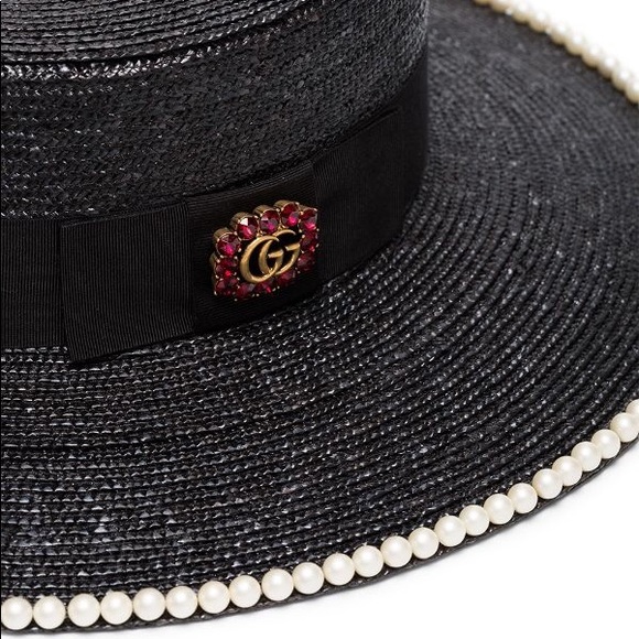 Gucci Notte Pearl Embellished Straw Hat - Picture 3 of 8